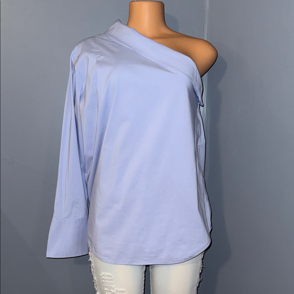 Banana Republic Light Blue Asymmetrical Blouse - Size 6